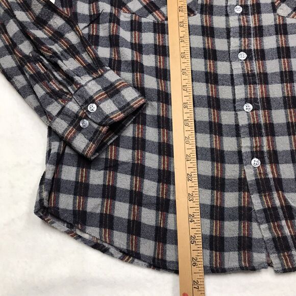 90s WOODLAND Flannel Shirt Men XL Gray Orange Gingham Plaid Grunge Outdoor gorp - Picture 13 of 15